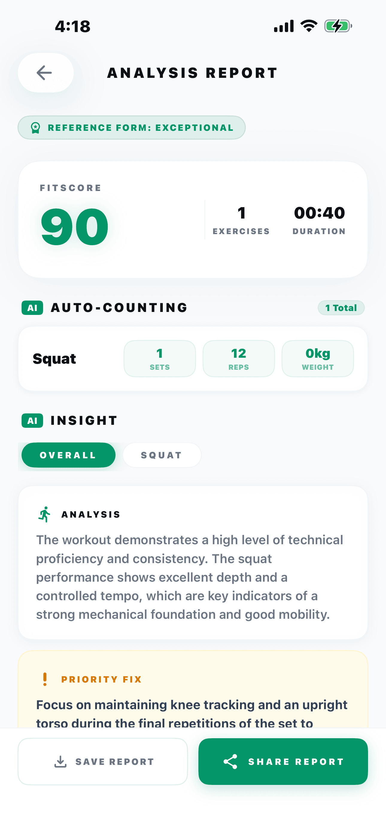 Workout report